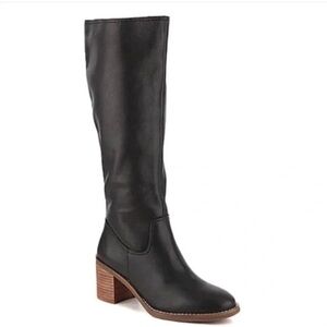NWT Crown Vintage Black Leather Knee-High Boots